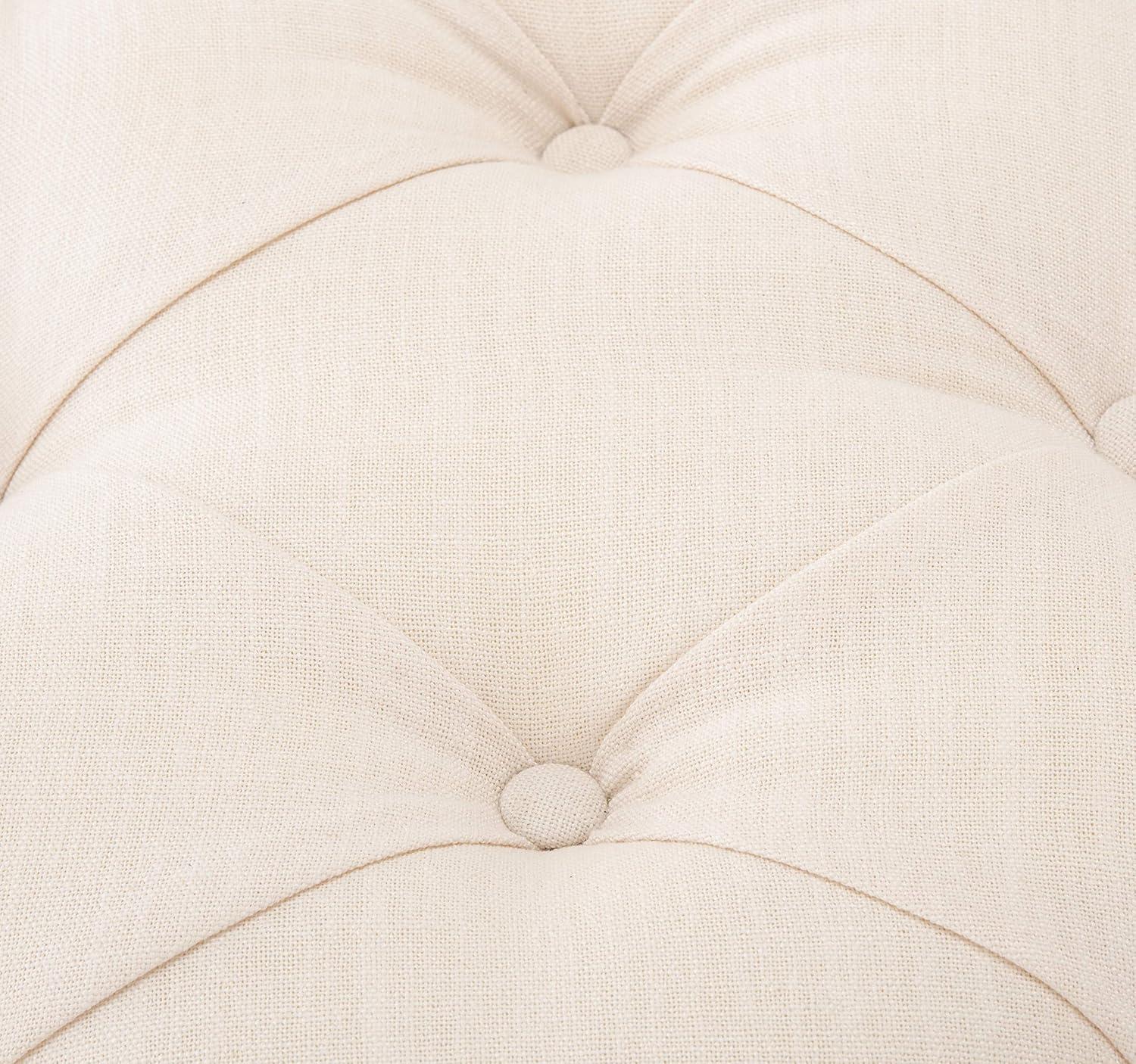 image:imageSafavieh Home Collection Liam Light Beige and Dark Oak Tufted Cocktail OttomanLight Beige Dark Oak