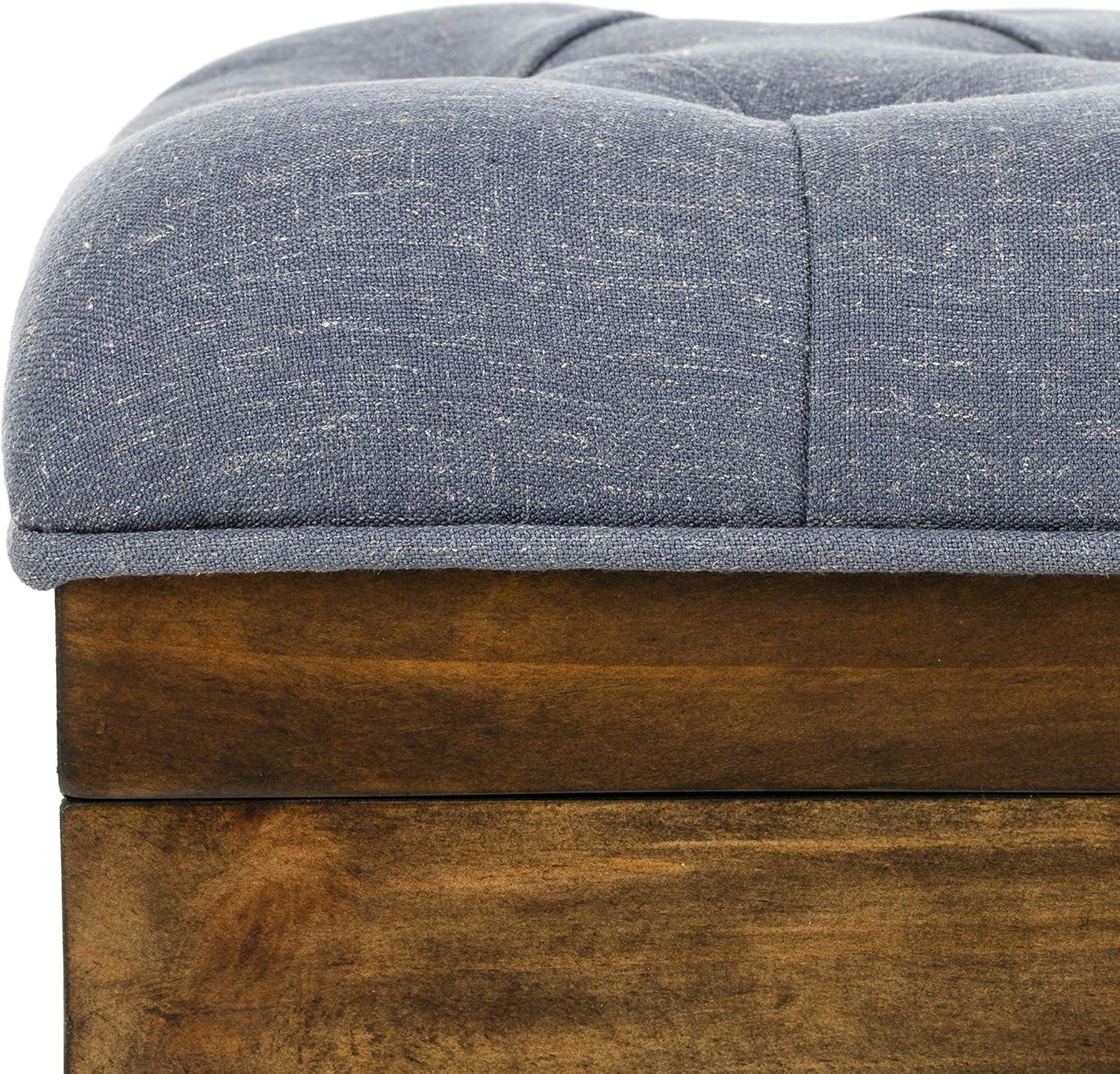 image:imageSafavieh Home Collection Liam Light Beige and Dark Oak Tufted Cocktail OttomanNavy Dark Oak