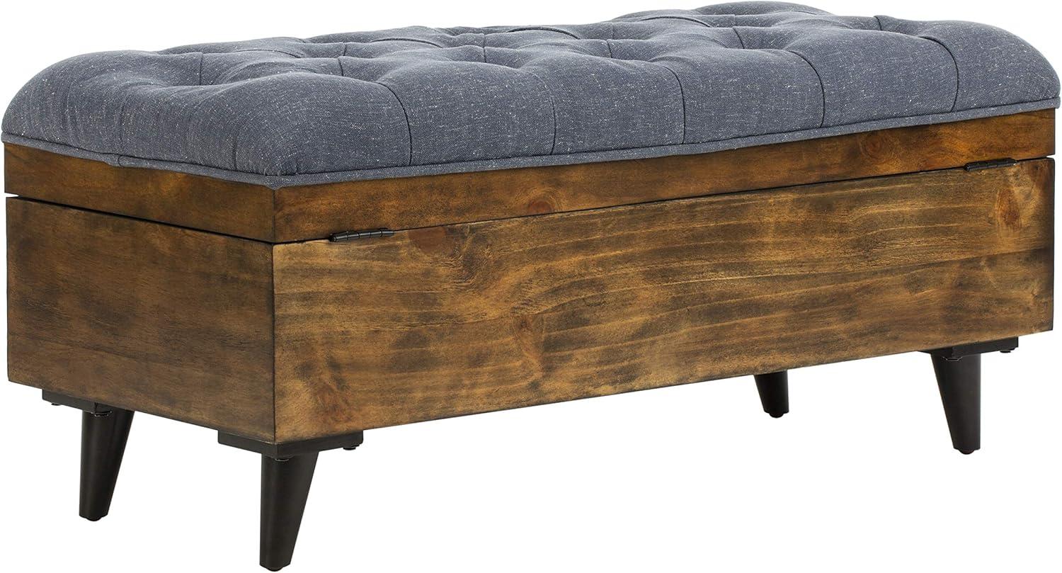 image:imageSafavieh Home Collection Liam Light Beige and Dark Oak Tufted Cocktail OttomanNavy Dark Oak