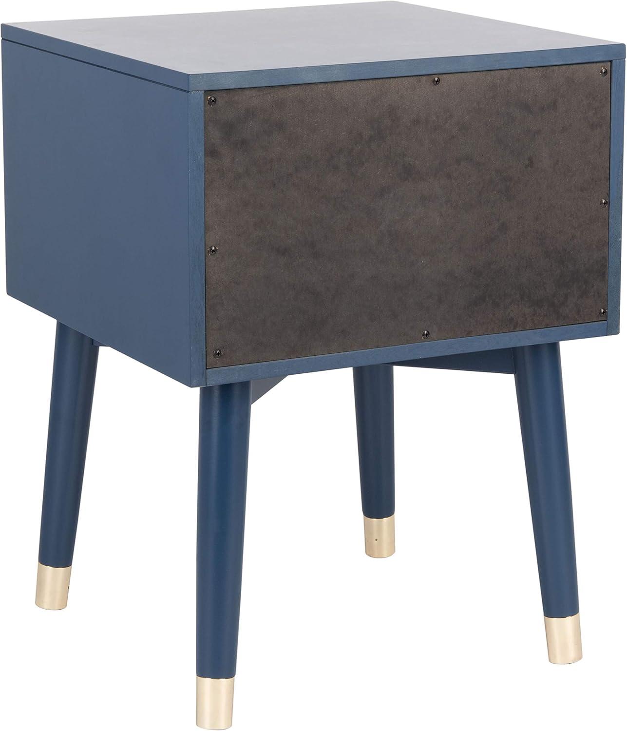 image:imageSafavieh Home Collection Lyla Mid Century Retro Silver Cap Nightstand WalnutGoldLapis Blue Gold