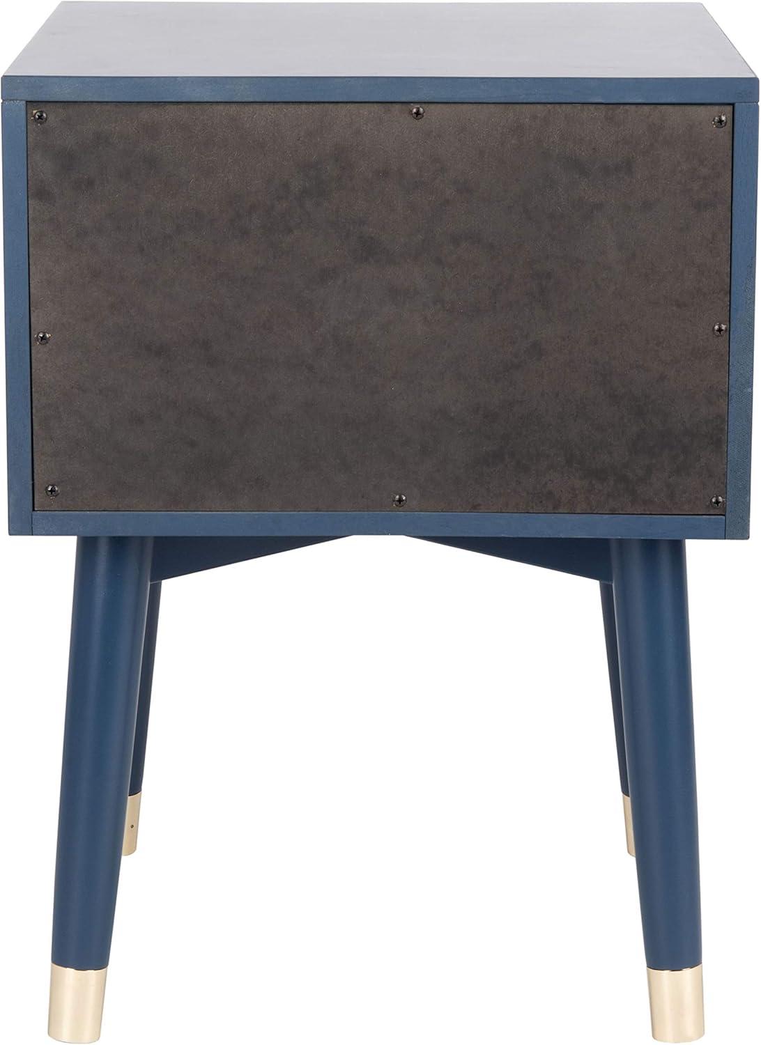image:imageSafavieh Home Collection Lyla Mid Century Retro Silver Cap Nightstand WalnutGoldLapis Blue Gold