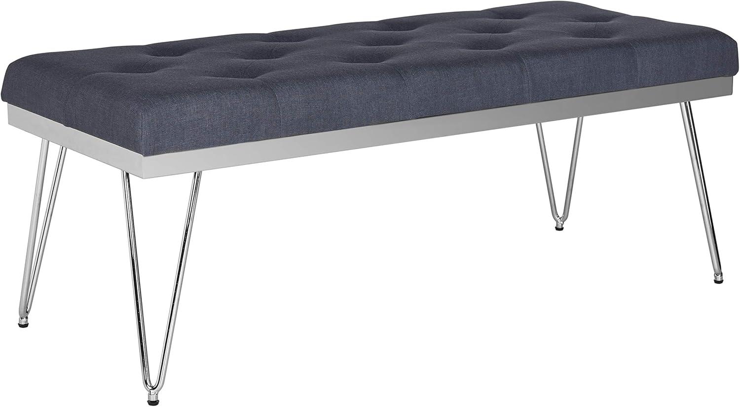 image:imageSafavieh Home Collection Marcella Brown amp Gold BenchNavy Chrome