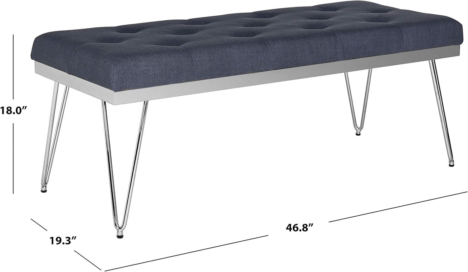 image:imageSafavieh Home Collection Marcella Brown amp Gold BenchNavy Chrome