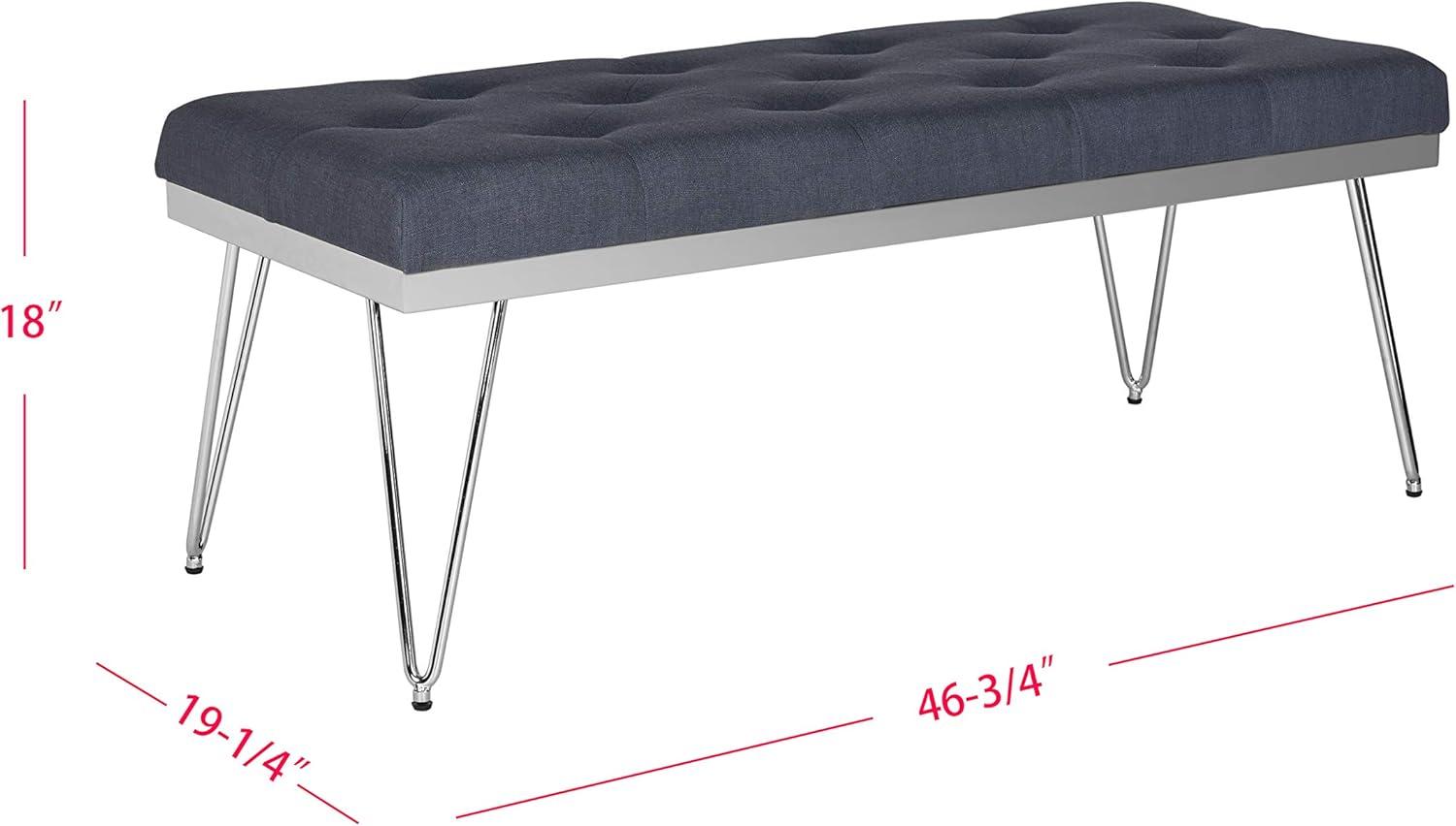 image:imageSafavieh Home Collection Marcella Brown amp Gold BenchNavy Chrome