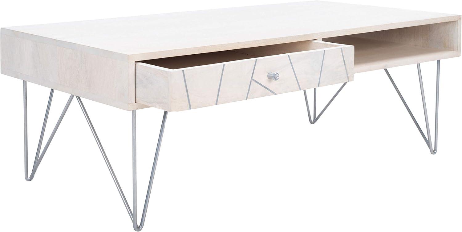 image:imageSafavieh Home Collection Marigold MidCentury White Wash and Brass Hairpin Leg Coffee TableWhite Washed Silver