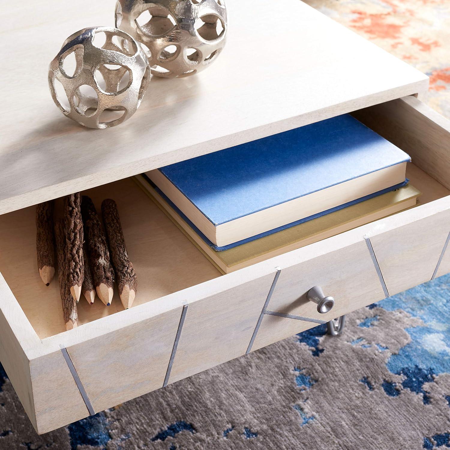 image:imageSafavieh Home Collection Marigold MidCentury White Wash and Brass Hairpin Leg Coffee TableWhite Washed Silver