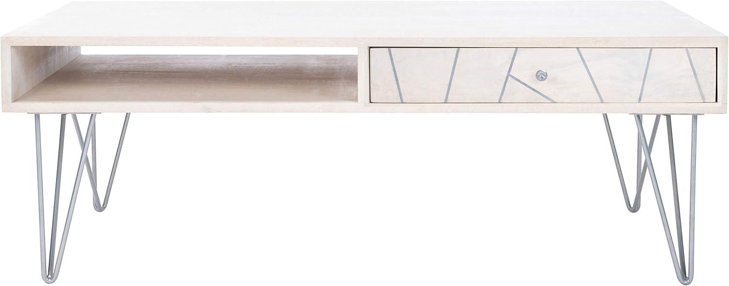 image:imageSafavieh Home Collection Marigold MidCentury White Wash and Brass Hairpin Leg Coffee TableWhite Washed Silver