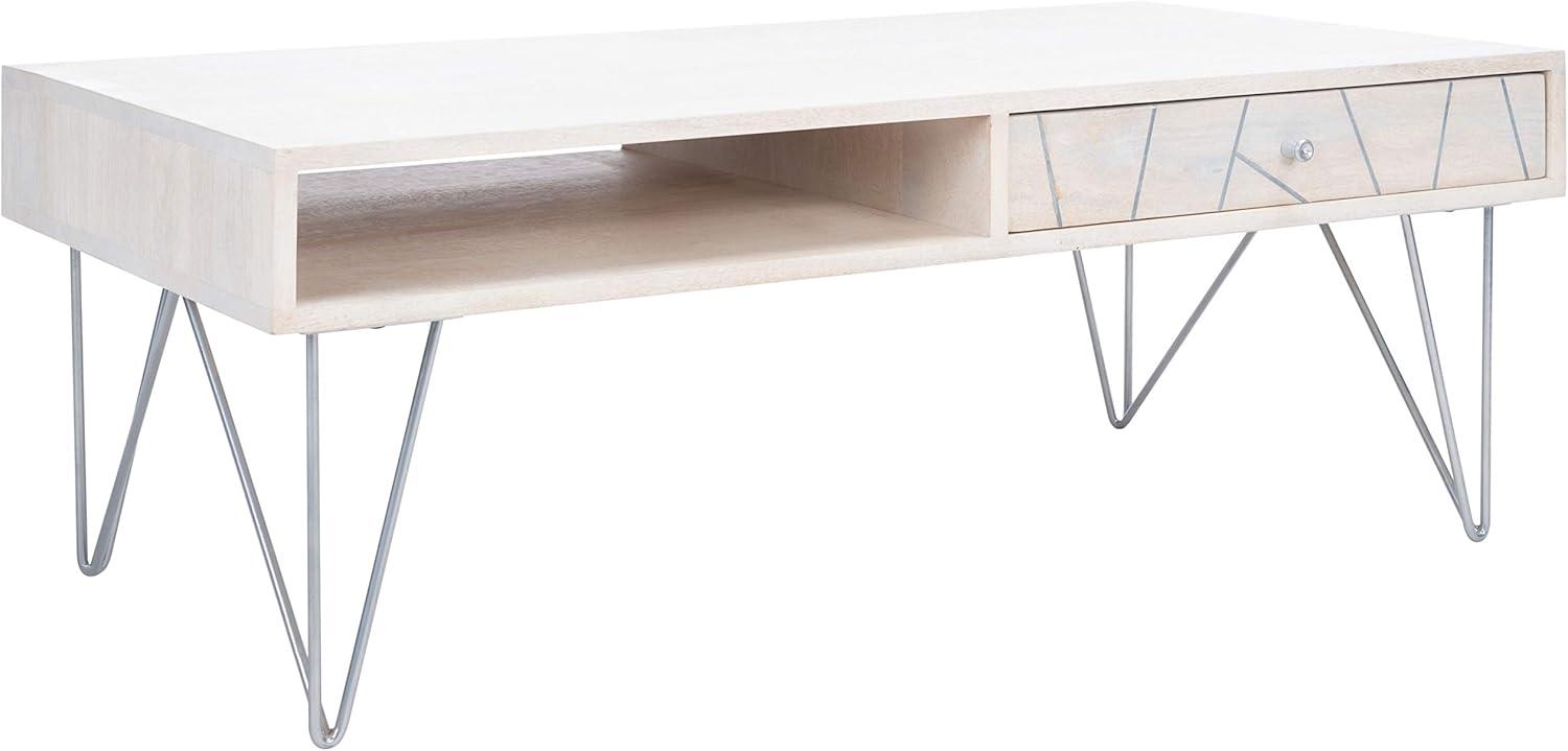 image:imageSafavieh Home Collection Marigold MidCentury White Wash and Brass Hairpin Leg Coffee TableWhite Washed Silver