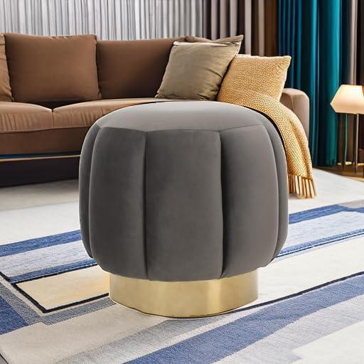 image:imageSafavieh Home Collection Maxine Pink and Gold Channel Tufted Otttoman OttomanDark Grey Gold
