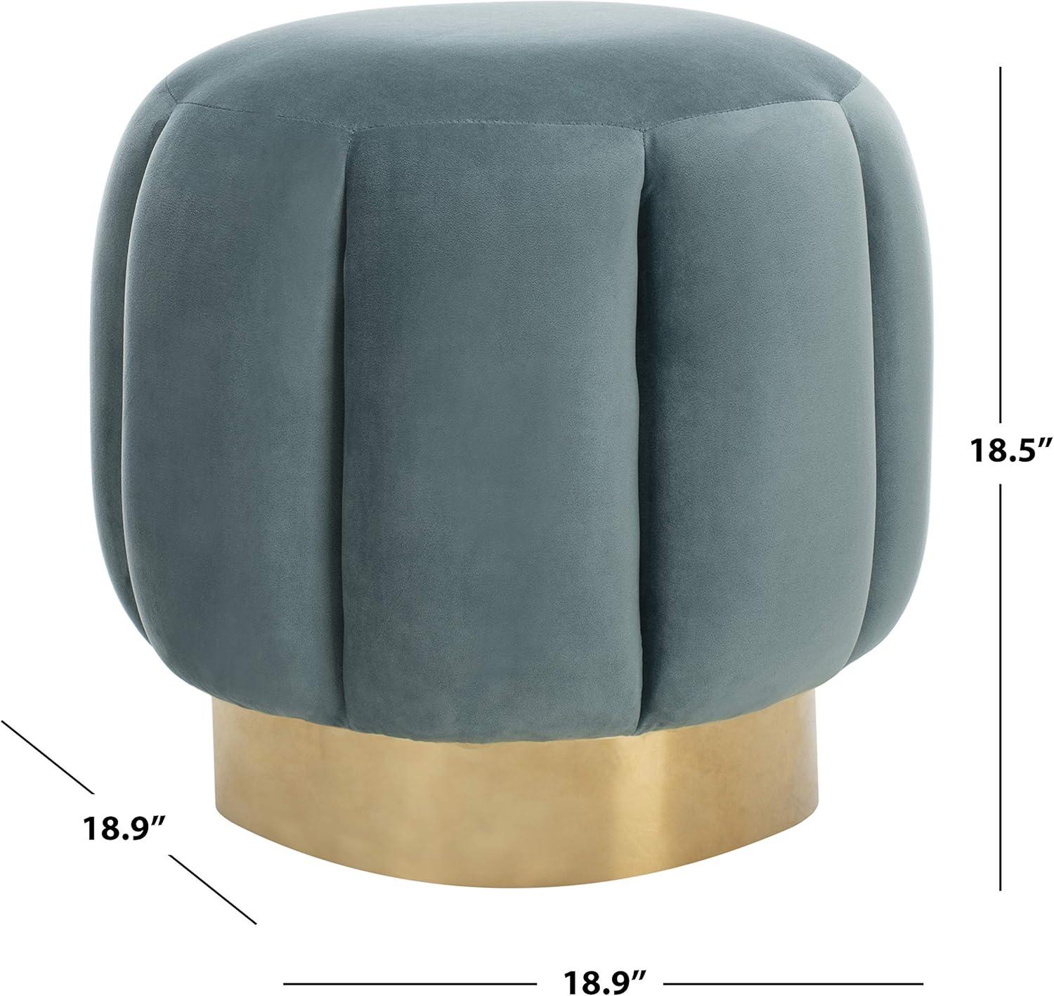 image:imageSafavieh Home Collection Maxine Pink and Gold Channel Tufted Otttoman OttomanSeafoam Gold