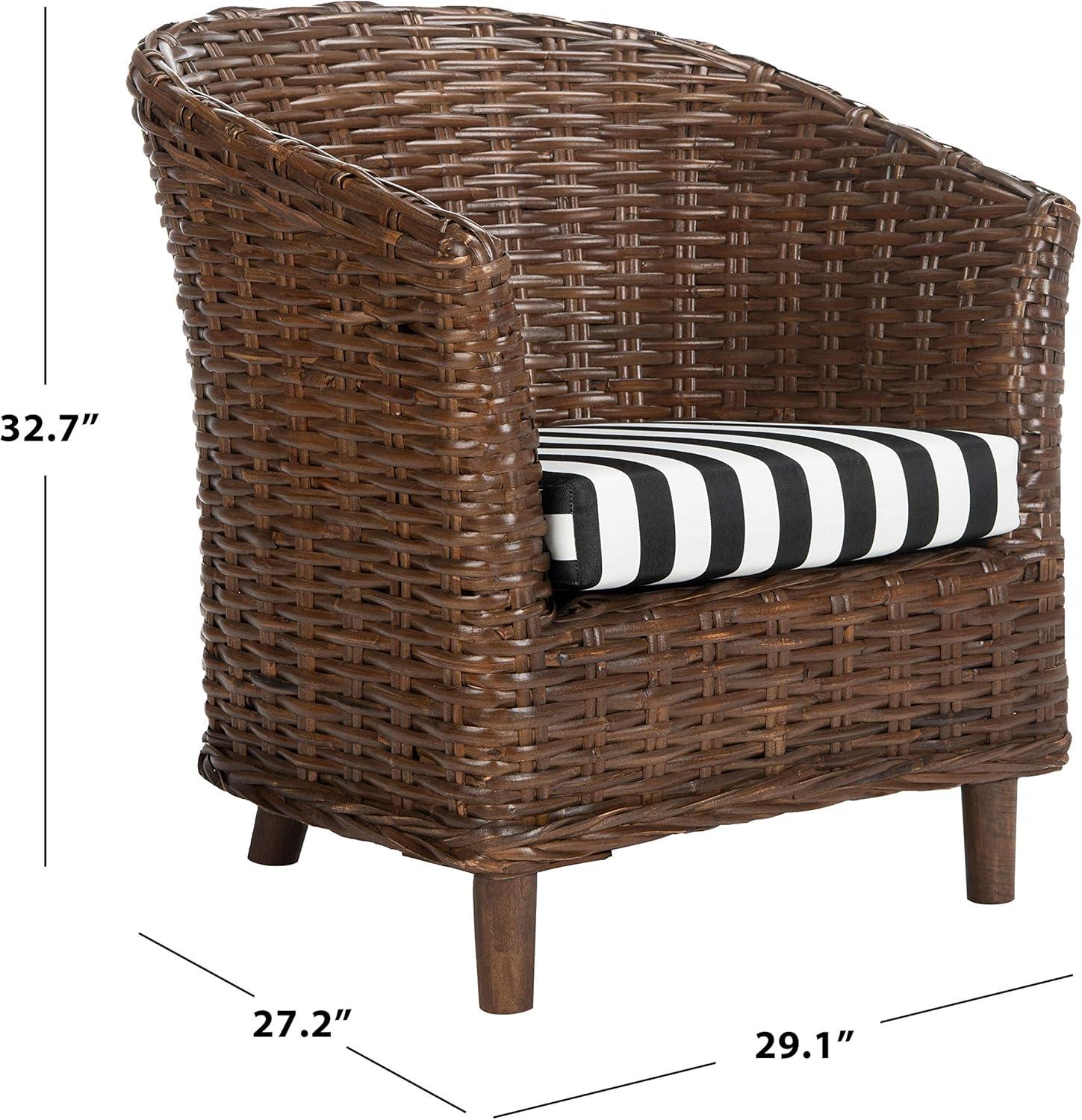 image:imageSafavieh Home Collection Omni Honey Barrel ChairBrownBlack White Cushion