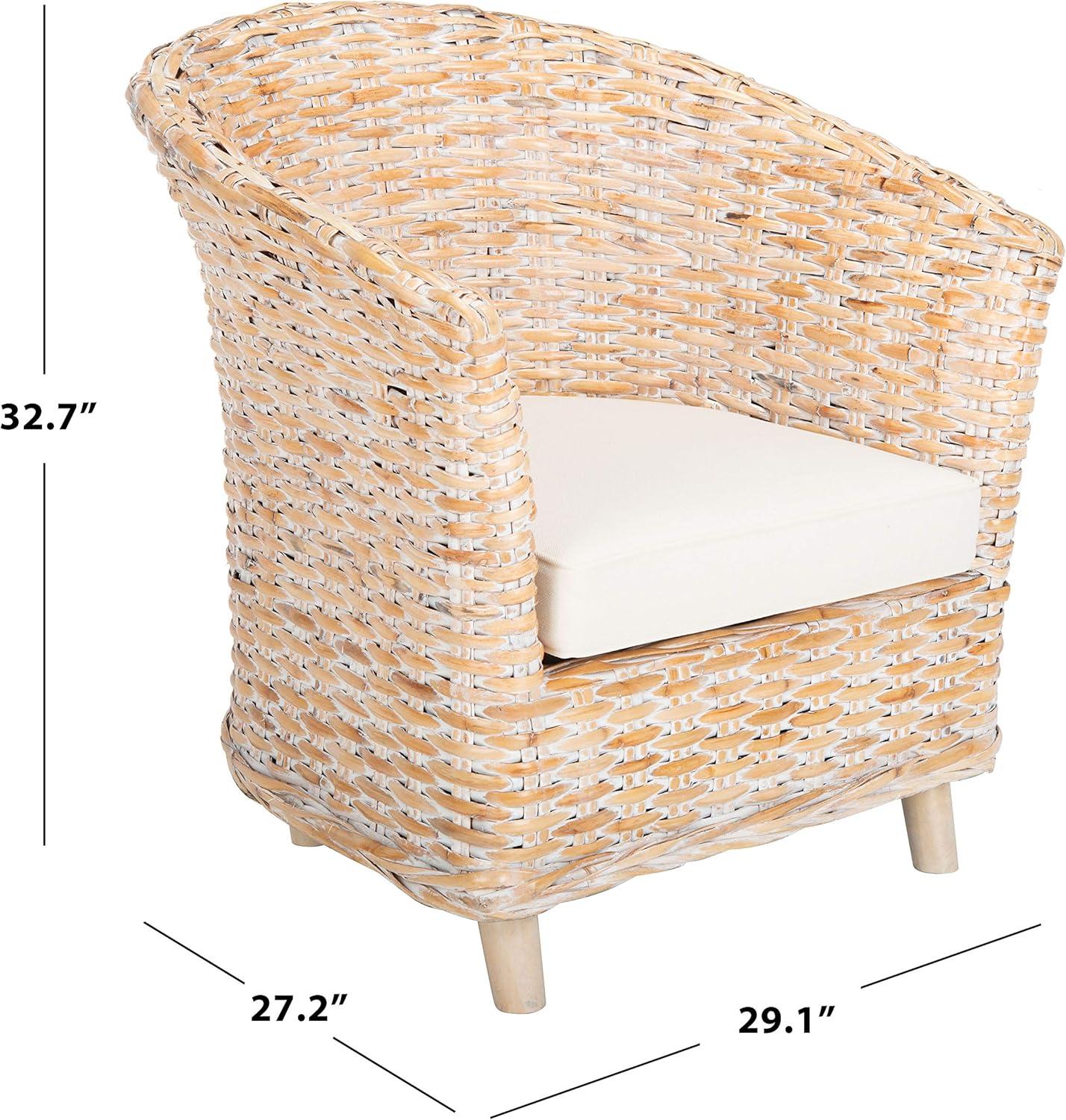 image:imageSafavieh Home Collection Omni Honey Barrel ChairNatural White Wash White