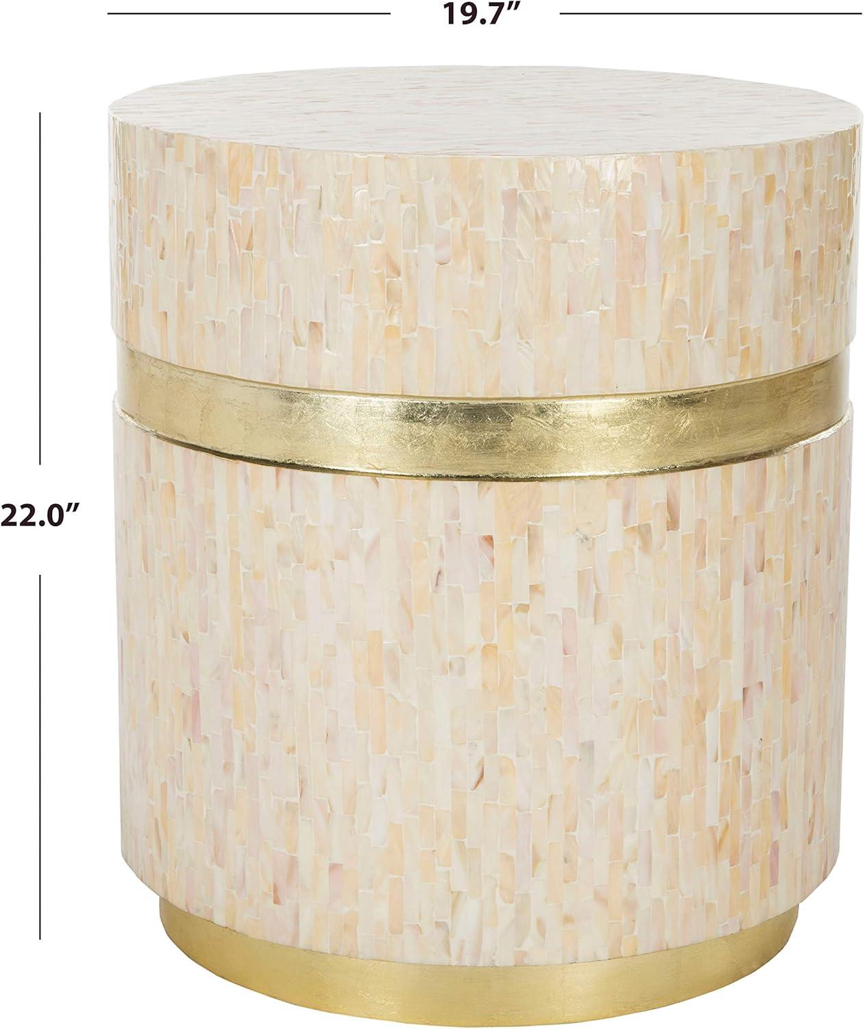 image:imageSafavieh Home Collection Perla Mosaic Round Pink Champagne and Gold Side Table