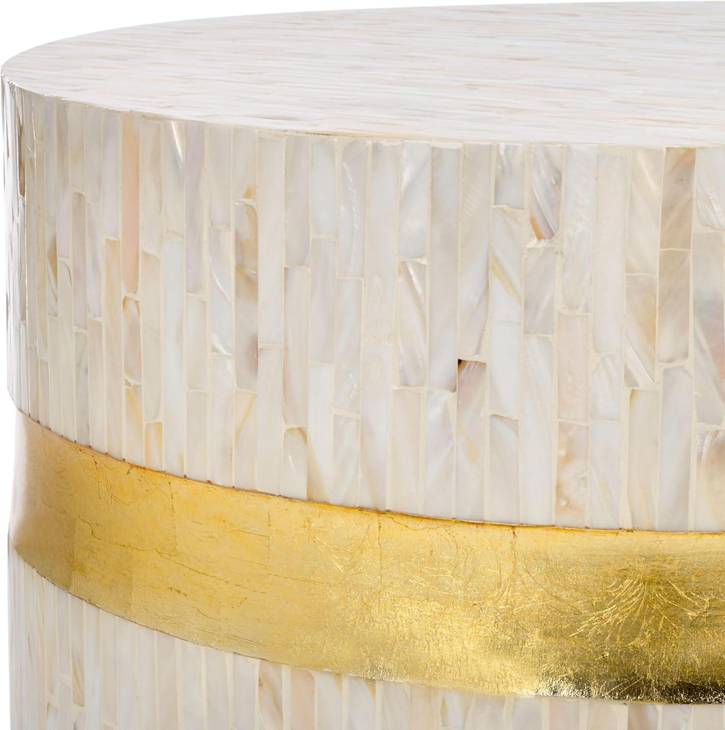image:imageSafavieh Home Collection Perla Mosaic Round Pink Champagne and Gold Side Table