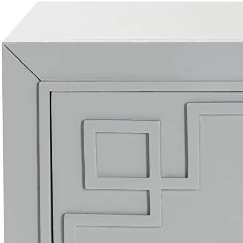 image:imageSafavieh Home Collection Raina Grey 3Drawer Greek Key NightstandGrey