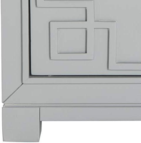 image:imageSafavieh Home Collection Raina Grey 3Drawer Greek Key NightstandGrey