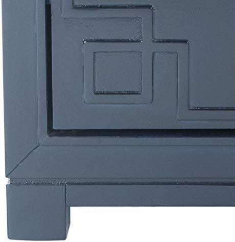 image:imageSafavieh Home Collection Raina Grey 3Drawer Greek Key NightstandNavy