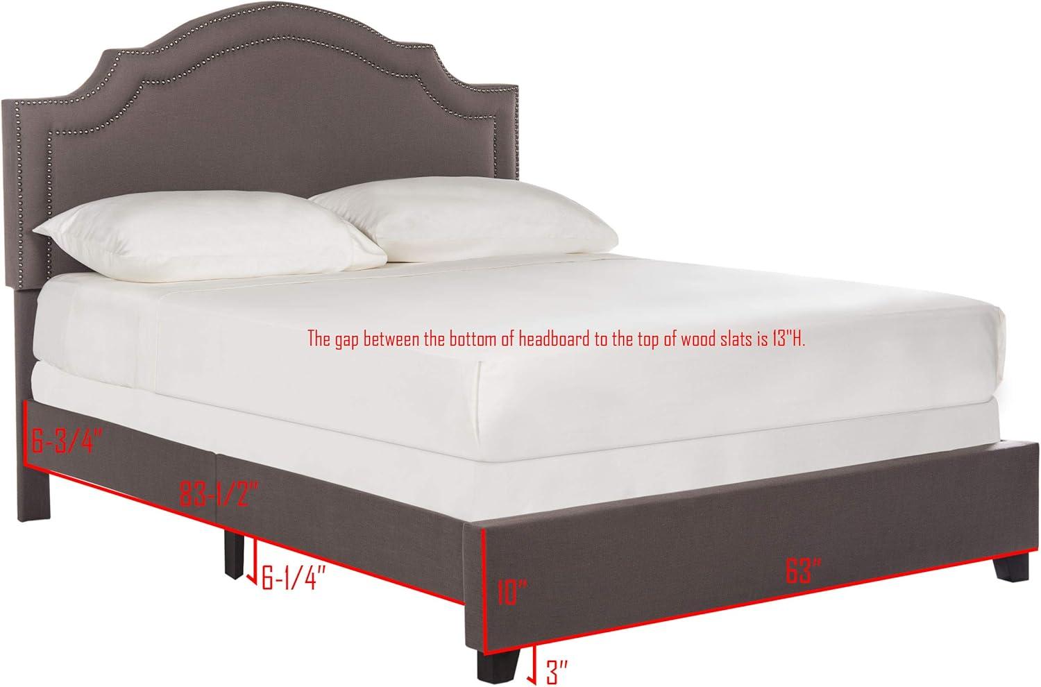 image:imageSafavieh Home Collection Theron Navy Velvet Nickel Nailhead Trim Full BedDark Taupe