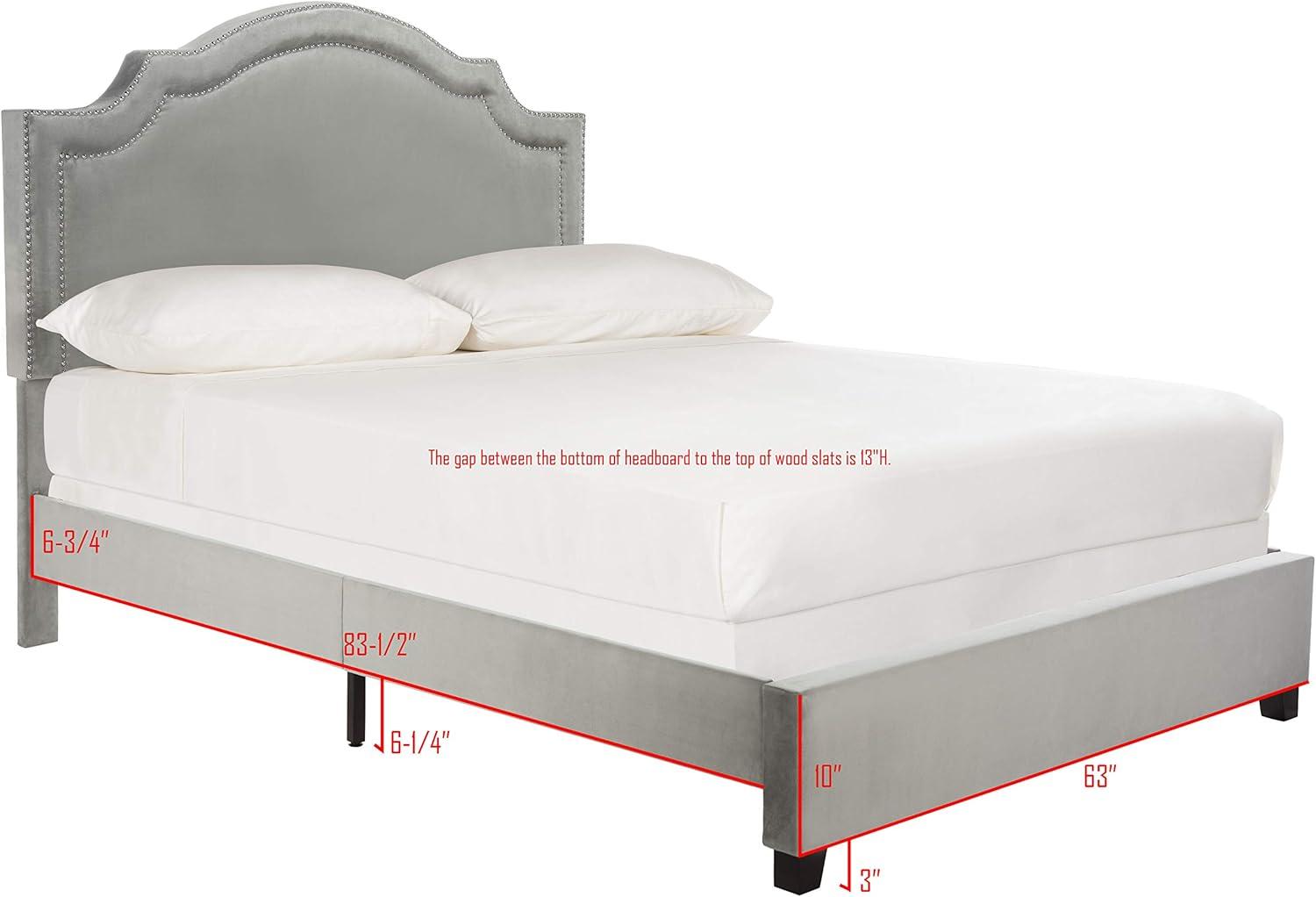 image:imageSafavieh Home Collection Theron Navy Velvet Nickel Nailhead Trim Full BedGrey