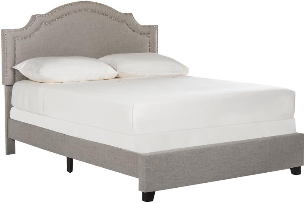 image:imageSafavieh Home Collection Theron Navy Velvet Nickel Nailhead Trim Full BedLight Grey