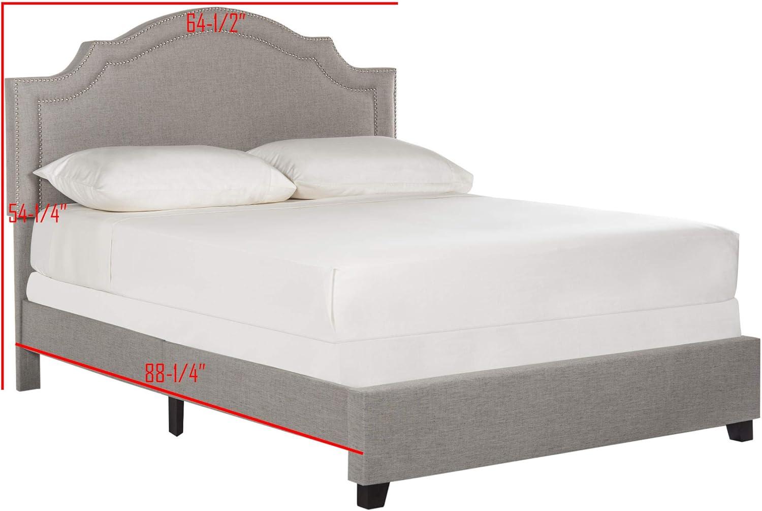 image:imageSafavieh Home Collection Theron Navy Velvet Nickel Nailhead Trim Full BedLight Grey