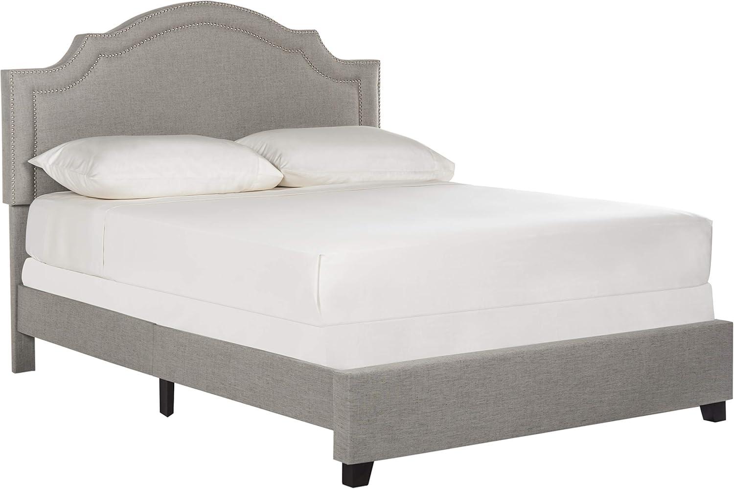 image:imageSafavieh Home Collection Theron Navy Velvet Nickel Nailhead Trim Full BedLight Grey