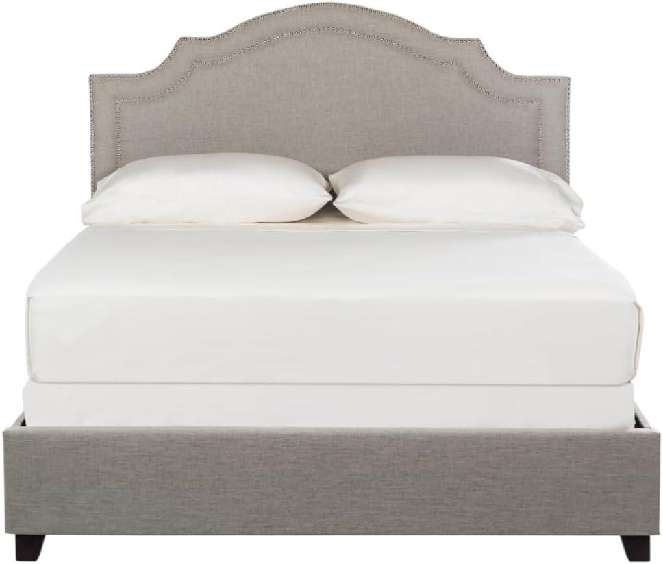 image:imageSafavieh Home Collection Theron Navy Velvet Nickel Nailhead Trim Full BedLight Grey