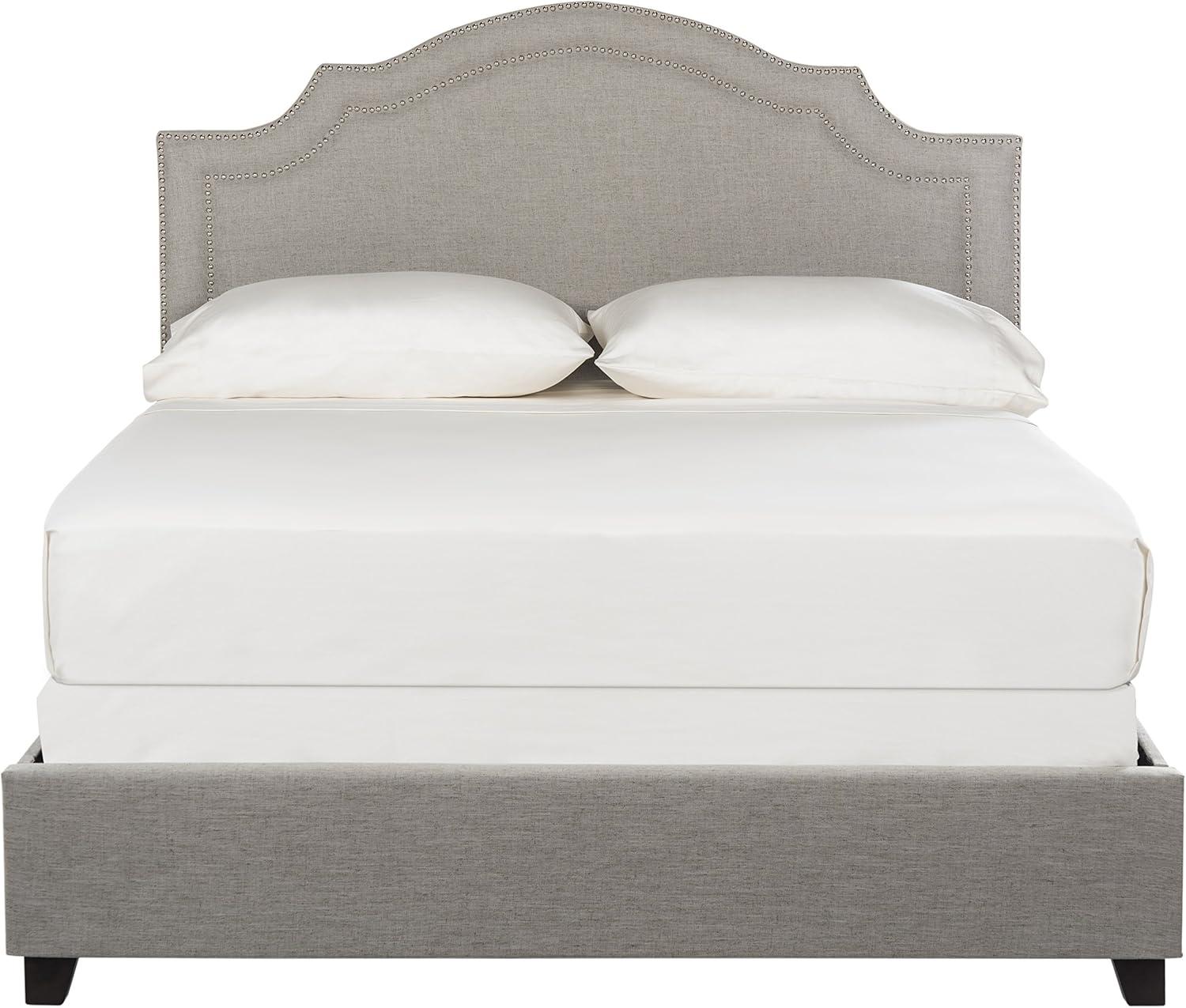image:imageSafavieh Home Collection Theron Navy Velvet Nickel Nailhead Trim Full BedLight Grey