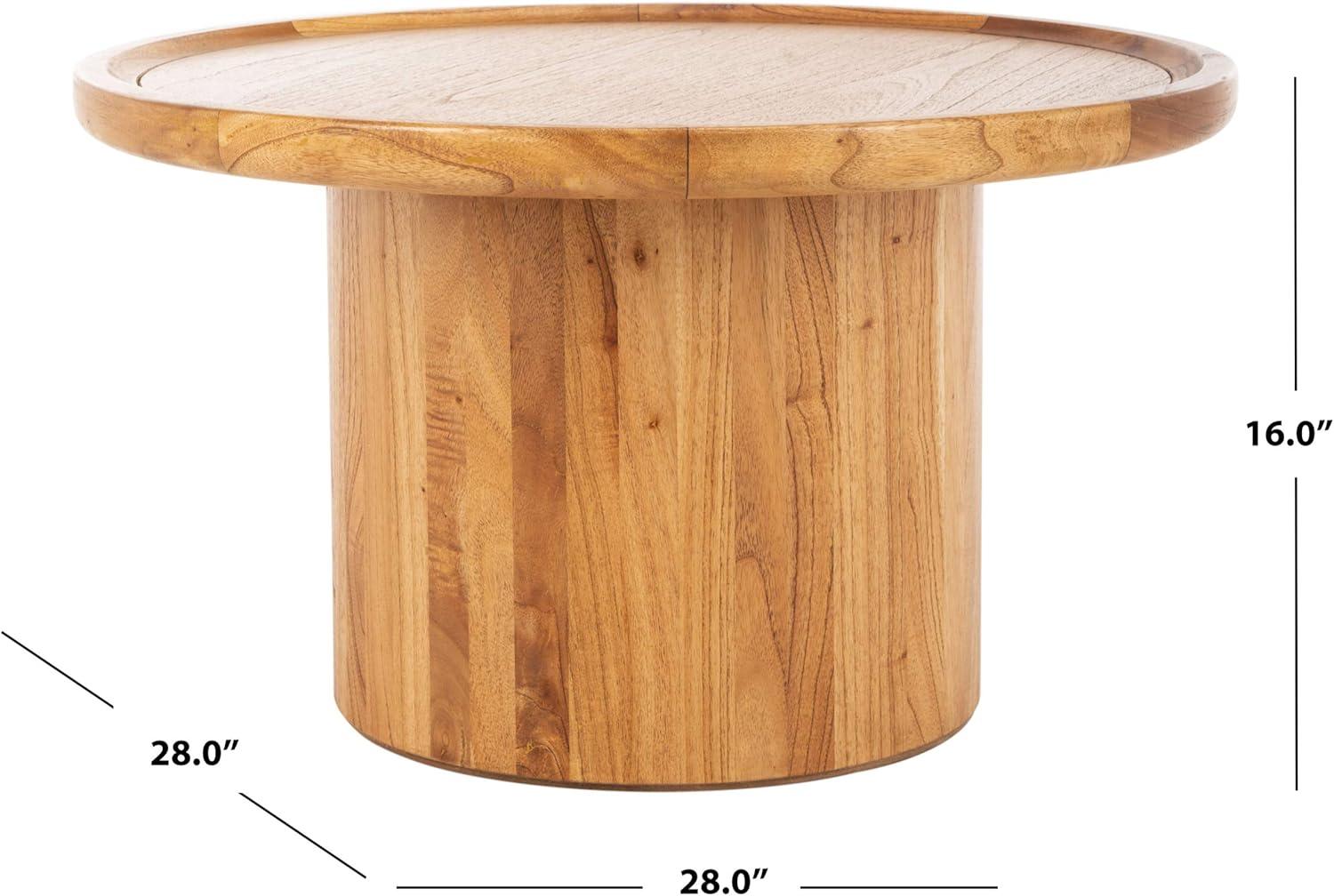 image:imageSafavieh Home Devin Dark Oak Pedestal Round Coffee TableNatural