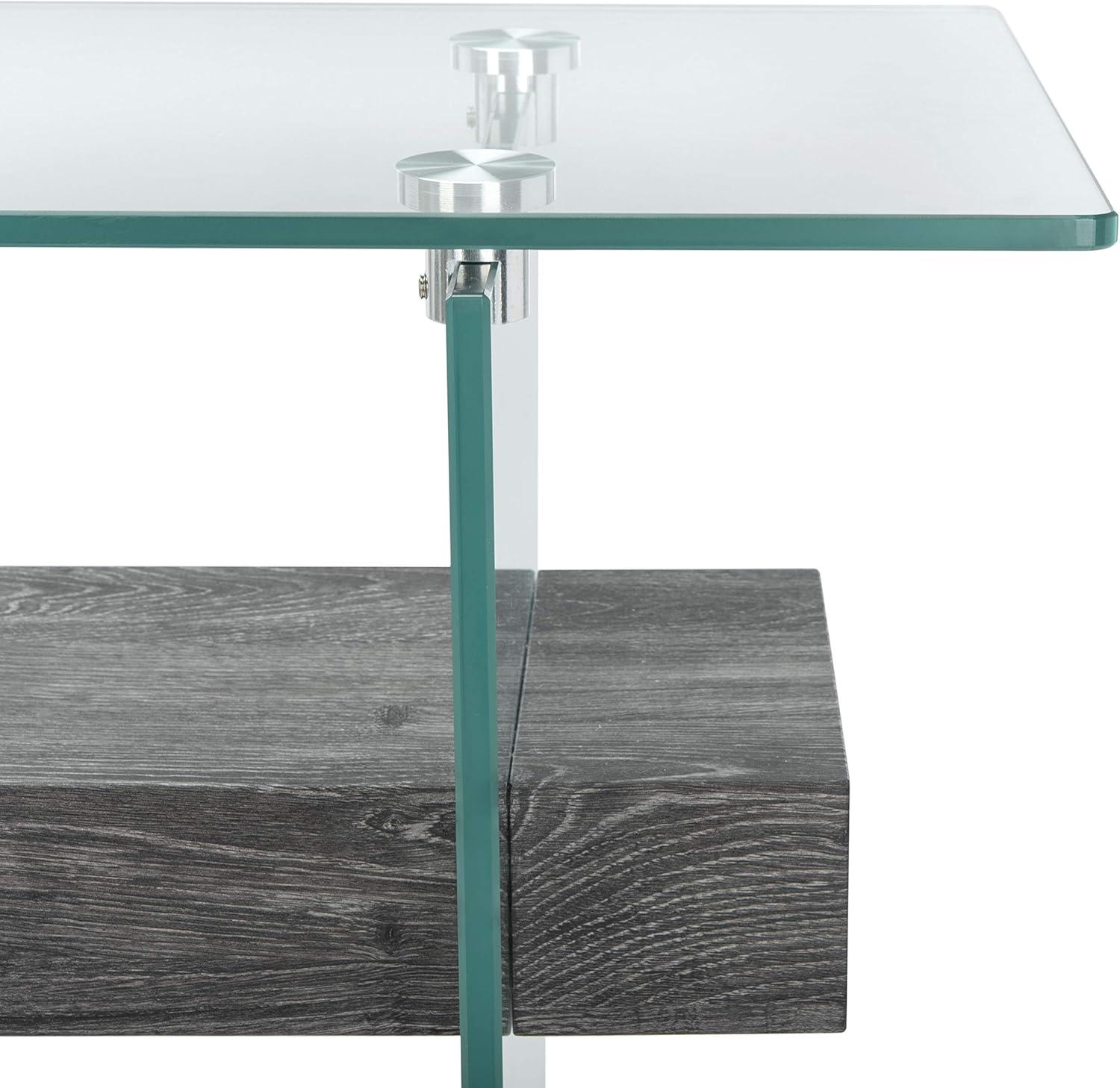 image:imageSafavieh Home Kayley Glass and Natural Brown Console TableGlass Black Oak