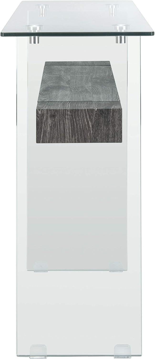 image:imageSafavieh Home Kayley Glass and Natural Brown Console TableGlass Black Oak