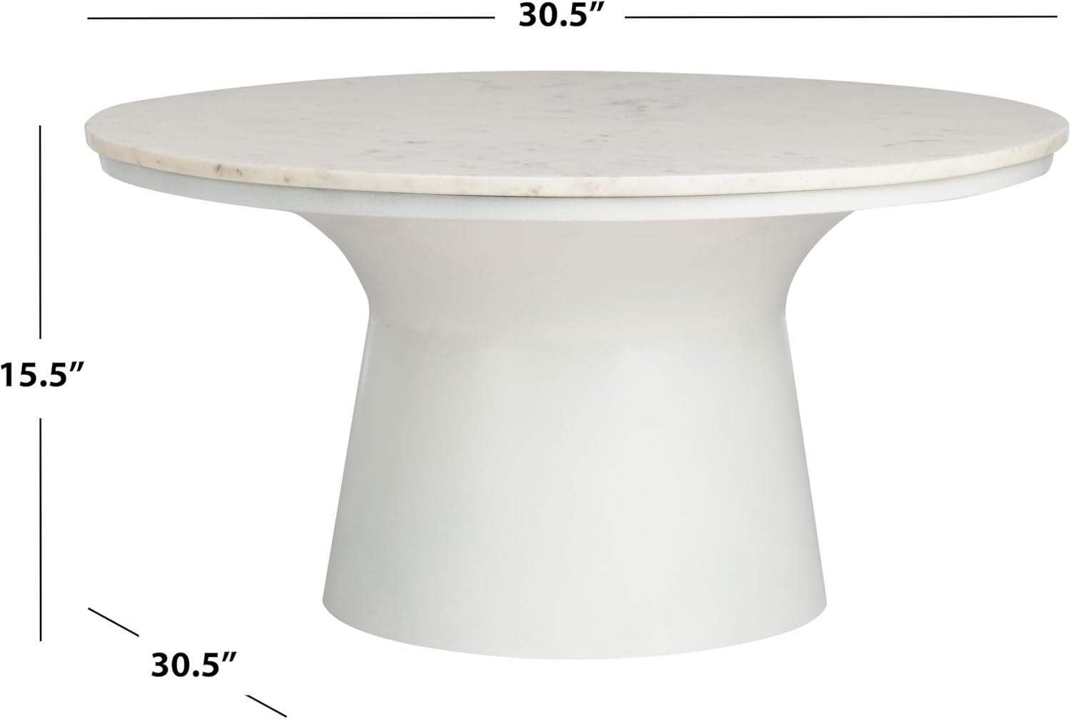 image:imageSafavieh Home Mila White Marble and White Pedestal Round Coffee TableWhite White