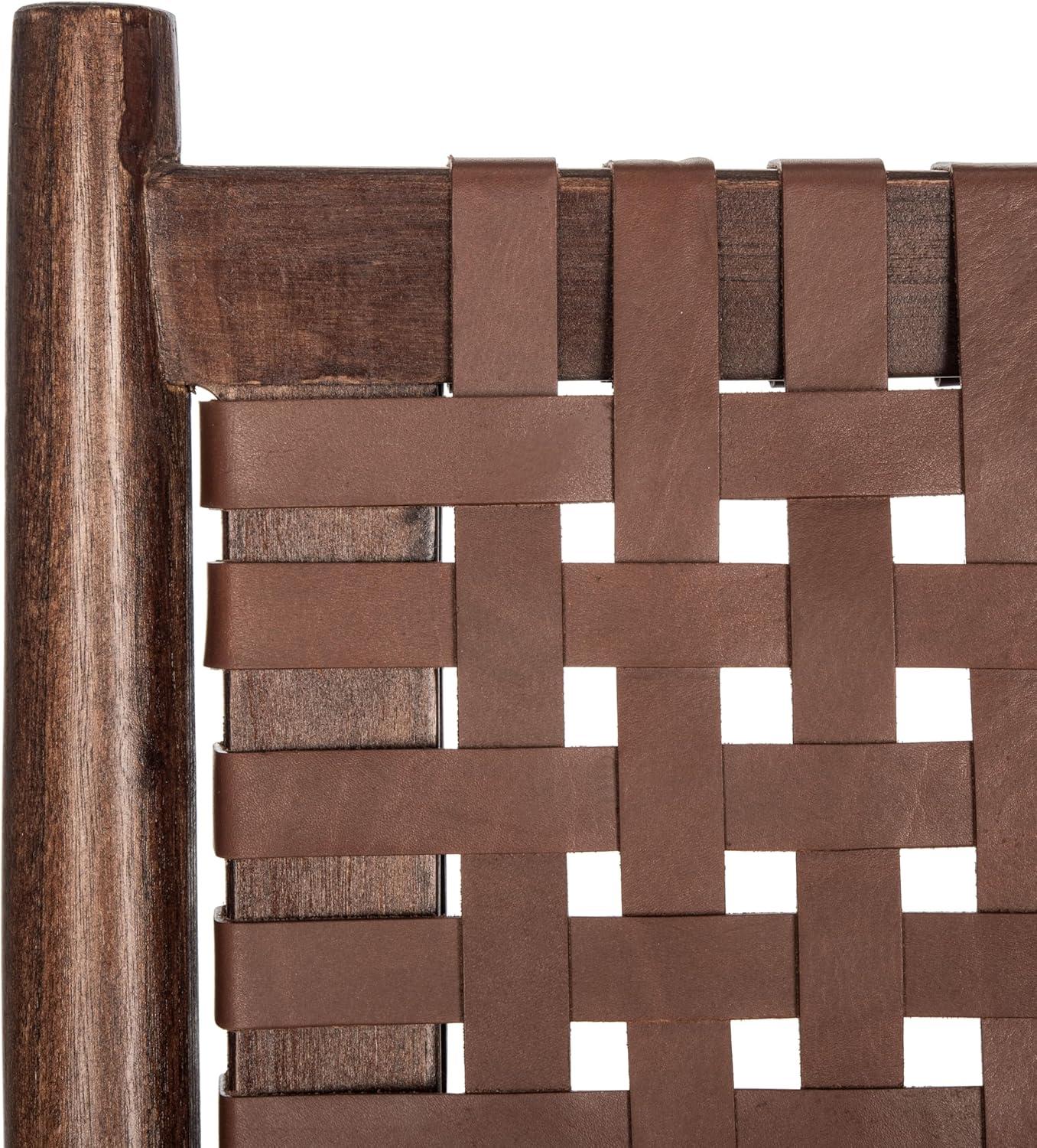 image:imageSafavieh Home Soleil Natural and White Leather Woven Accent ChairCognac Brown
