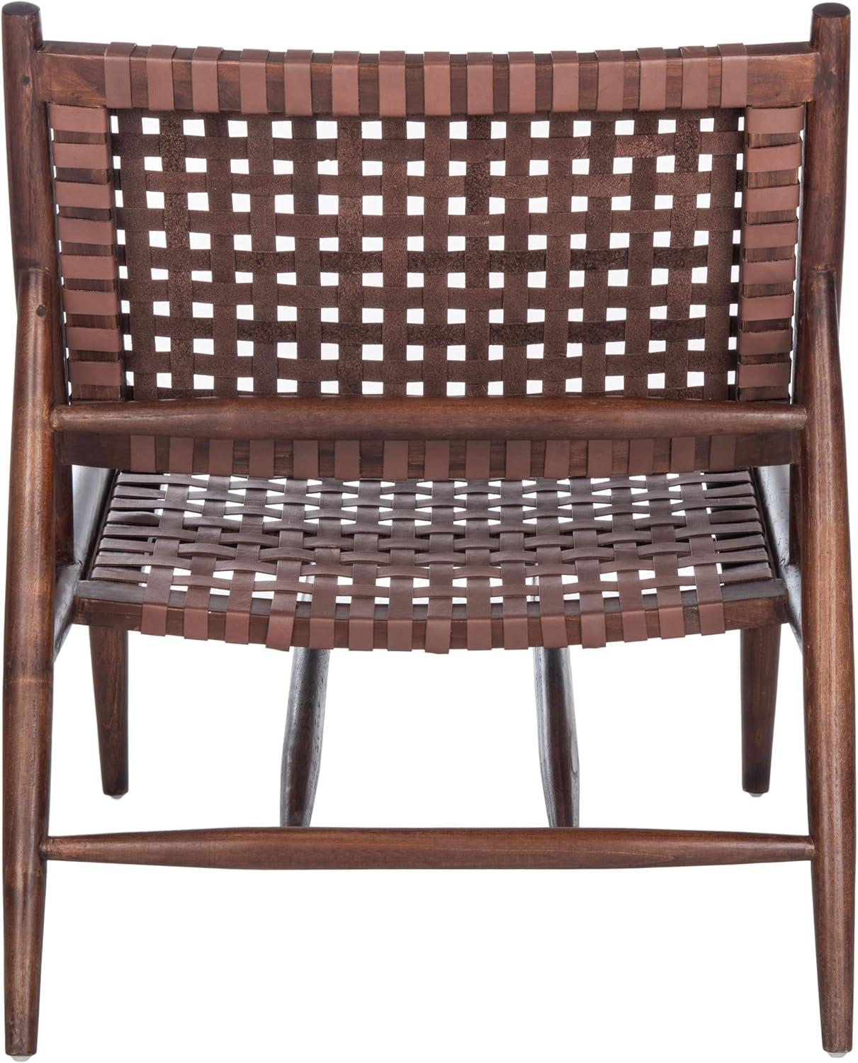 image:imageSafavieh Home Soleil Natural and White Leather Woven Accent ChairCognac Brown