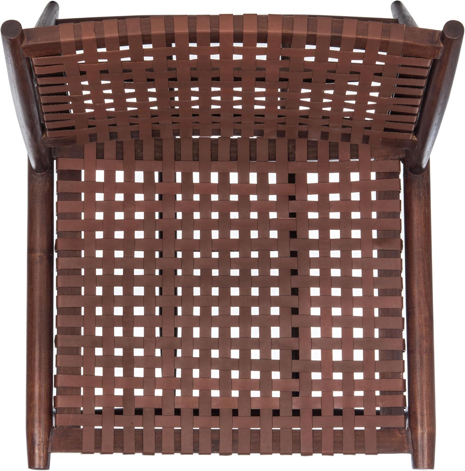 image:imageSafavieh Home Soleil Natural and White Leather Woven Accent ChairCognac Brown