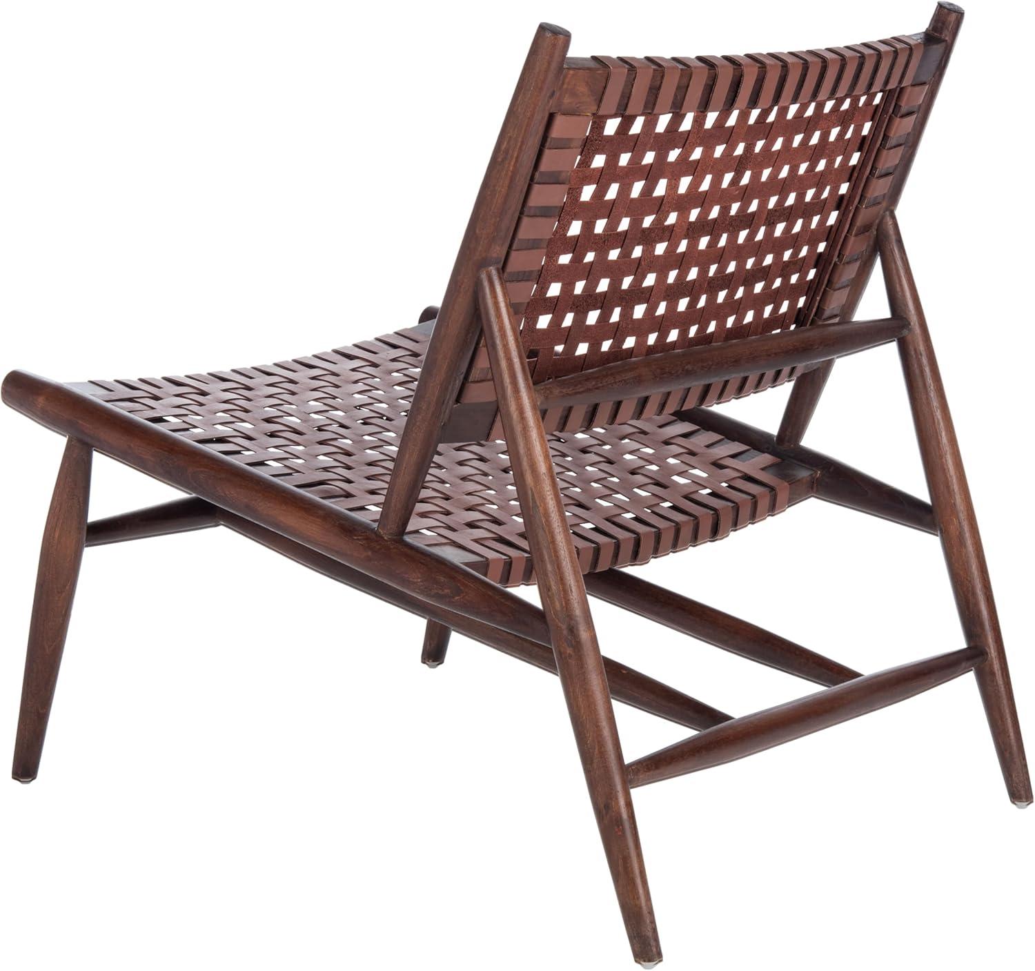 image:imageSafavieh Home Soleil Natural and White Leather Woven Accent ChairCognac Brown