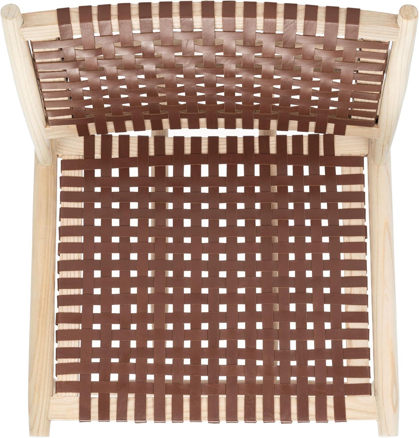 image:imageSafavieh Home Soleil Natural and White Leather Woven Accent ChairCognac Natural