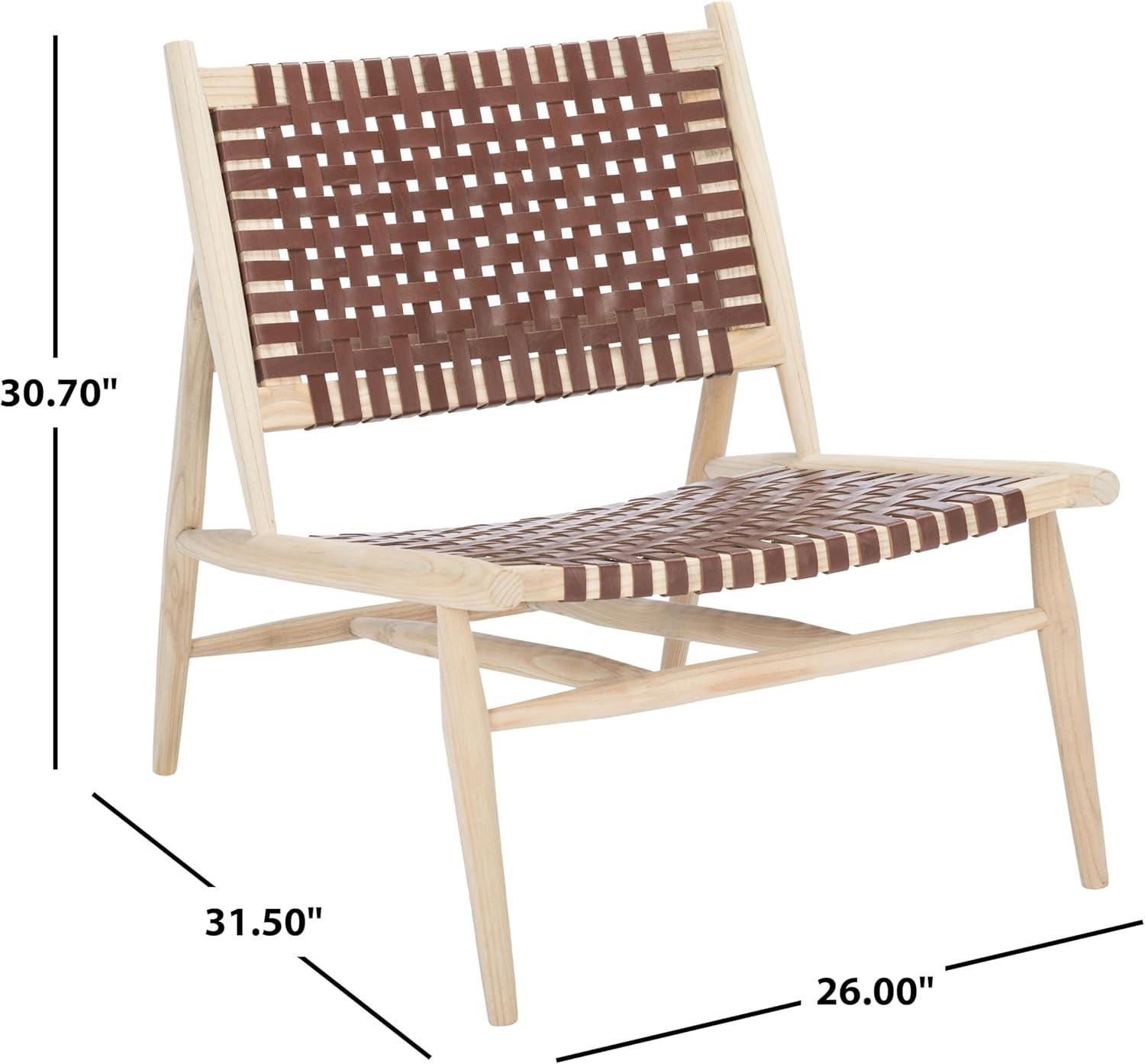 image:imageSafavieh Home Soleil Natural and White Leather Woven Accent ChairCognac Natural