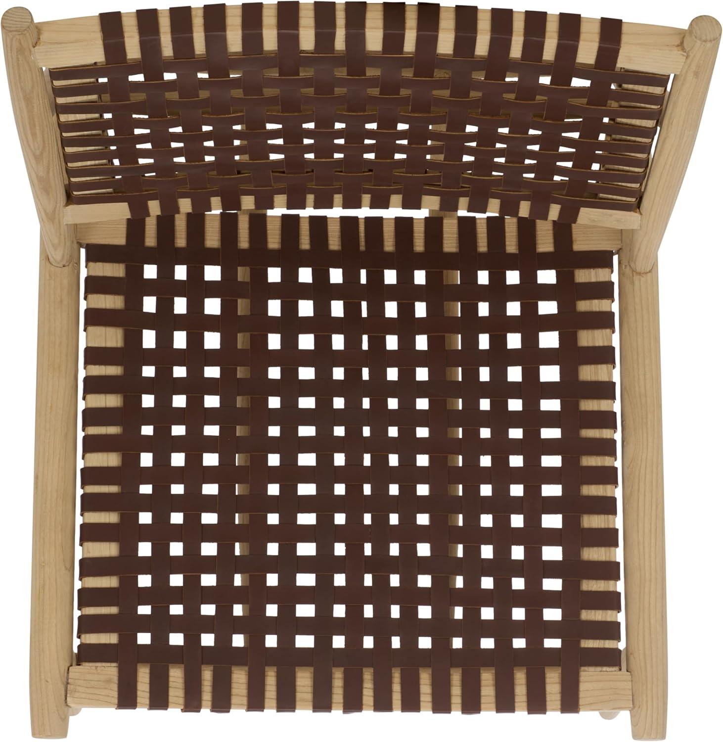 image:imageSafavieh Home Soleil Natural and White Leather Woven Accent ChairCognac Natural