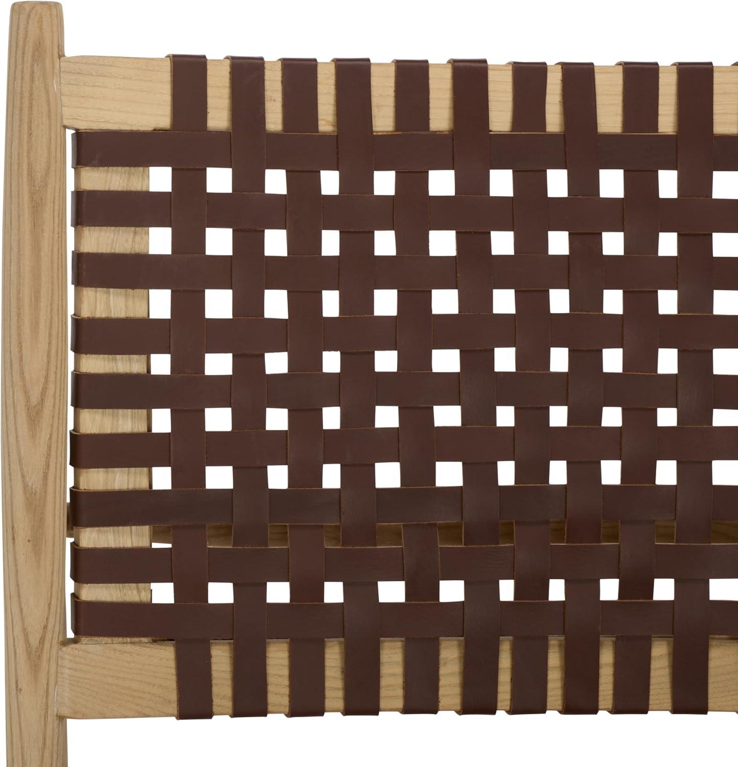 image:imageSafavieh Home Soleil Natural and White Leather Woven Accent ChairCognac Natural