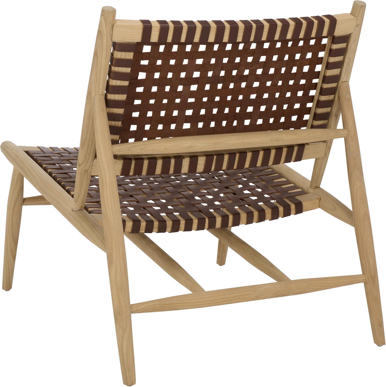 image:imageSafavieh Home Soleil Natural and White Leather Woven Accent ChairCognac Natural