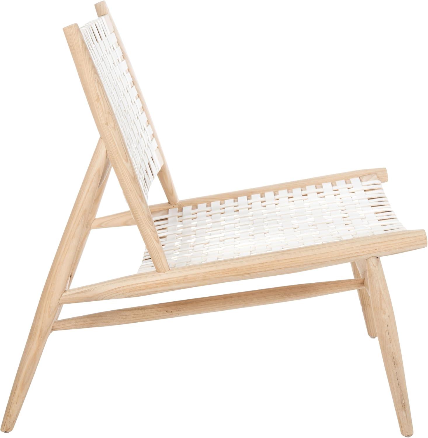 image:imageSafavieh Home Soleil Natural and White Leather Woven Accent ChairWhite Natural