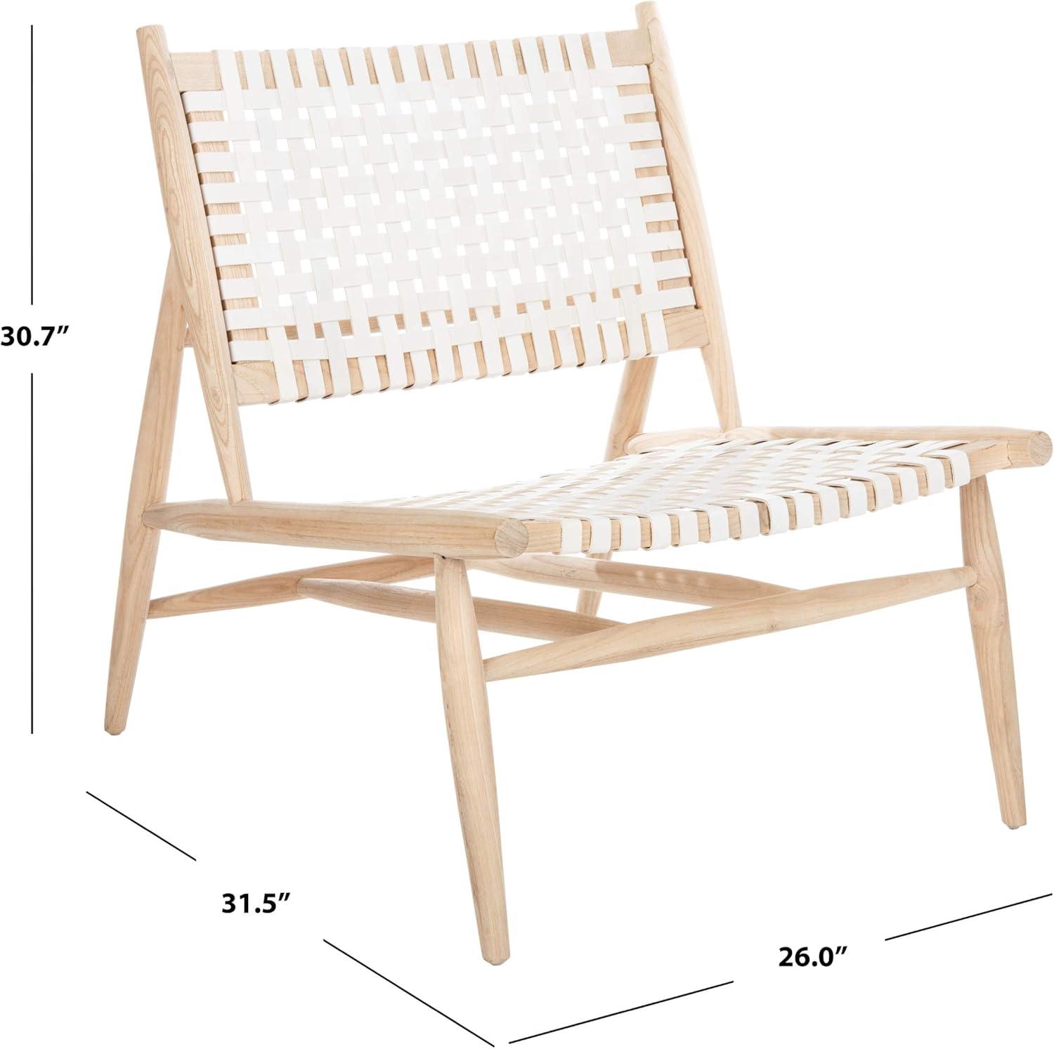 image:imageSafavieh Home Soleil Natural and White Leather Woven Accent ChairWhite Natural