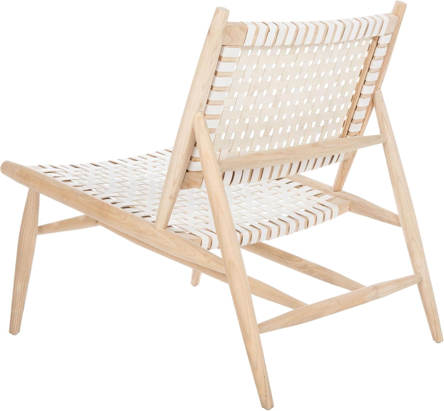 image:imageSafavieh Home Soleil Natural and White Leather Woven Accent ChairWhite Natural