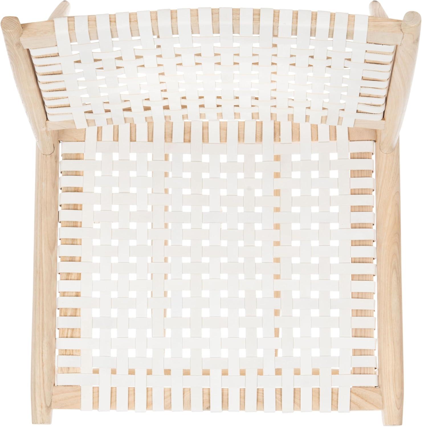 image:imageSafavieh Home Soleil Natural and White Leather Woven Accent ChairWhite Natural