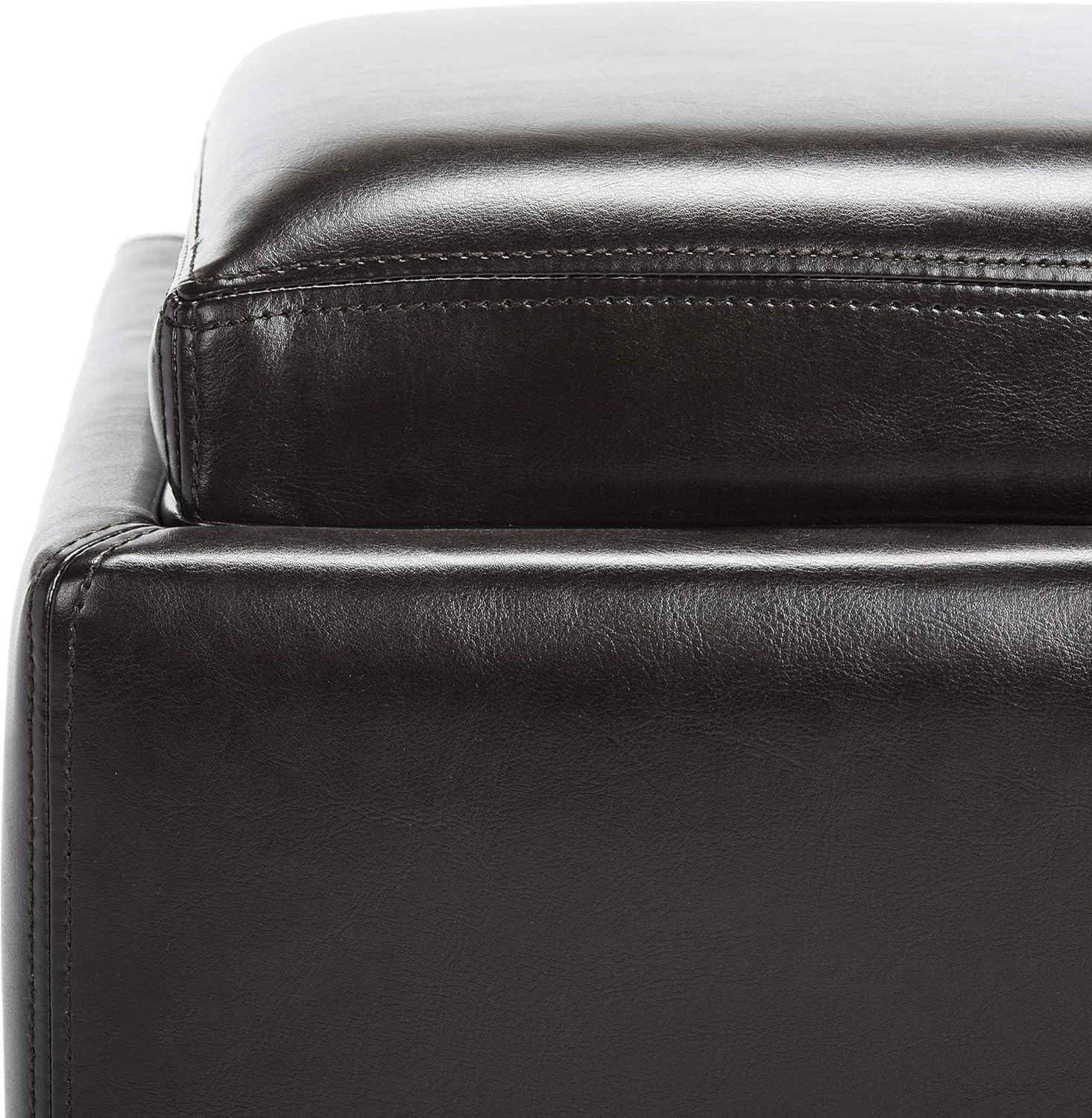 image:imageSafavieh Hudson Collection Kaylee Leather Single Tray Square Storage OttomanBrown