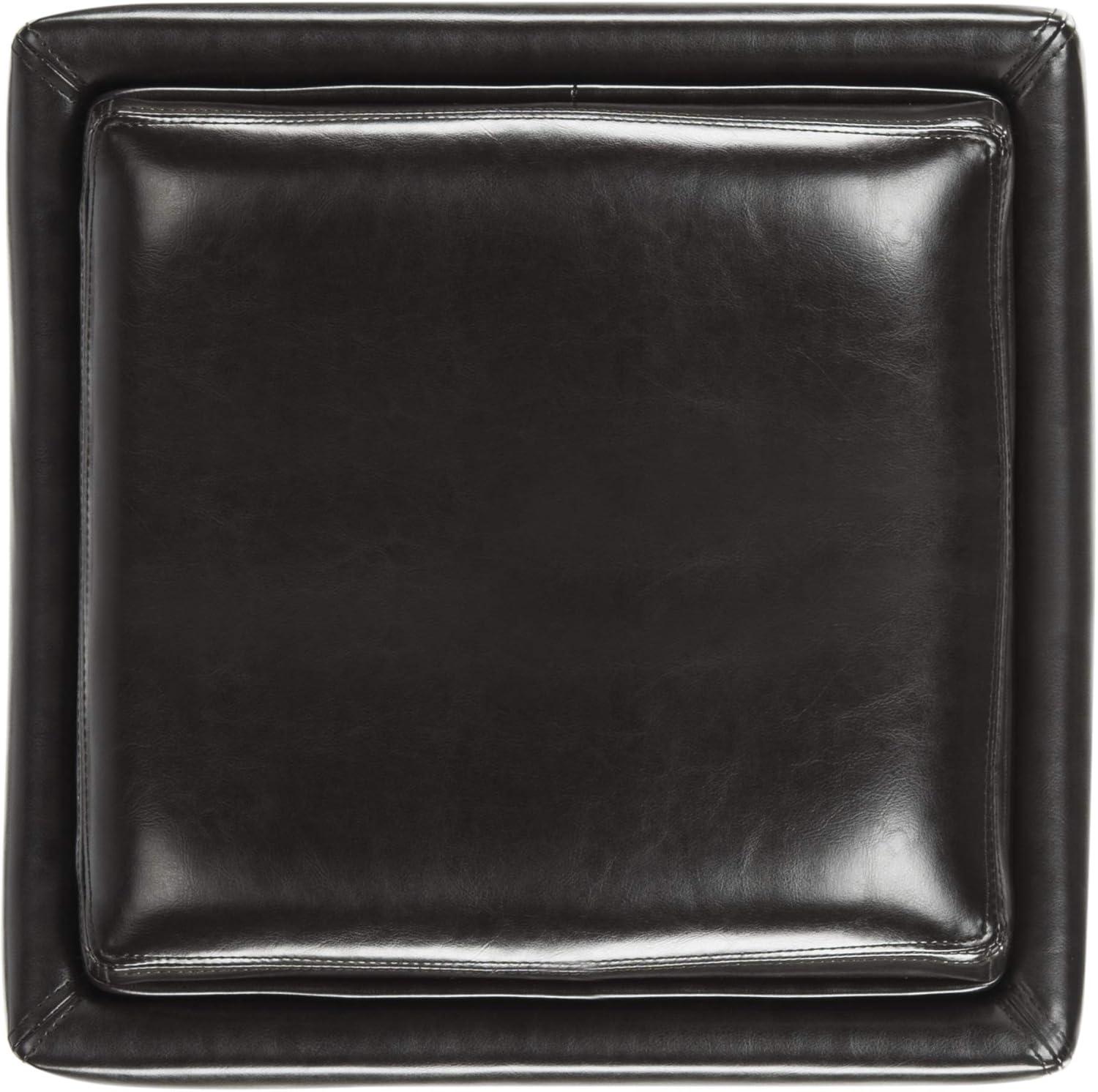 image:imageSafavieh Hudson Collection Kaylee Leather Single Tray Square Storage OttomanBrown