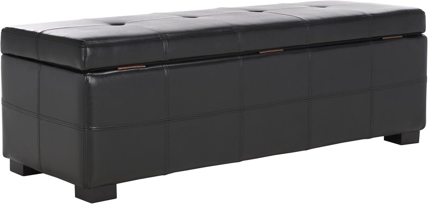 image:imageSafavieh Hudson Collection NoHo Tufted Brown Leather Large Storage BenchBlack