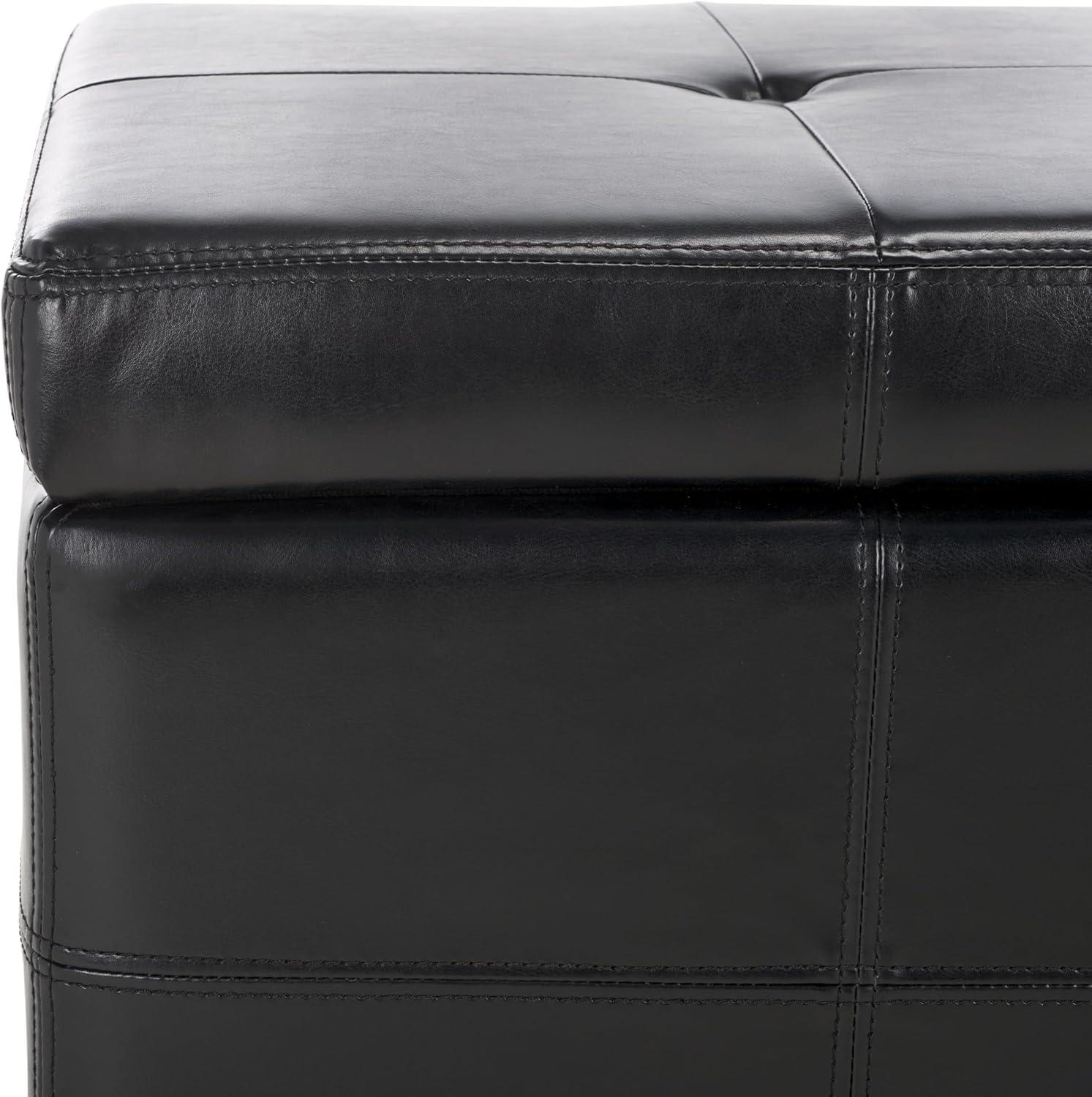 image:imageSafavieh Hudson Collection NoHo Tufted Brown Leather Large Storage BenchBlack