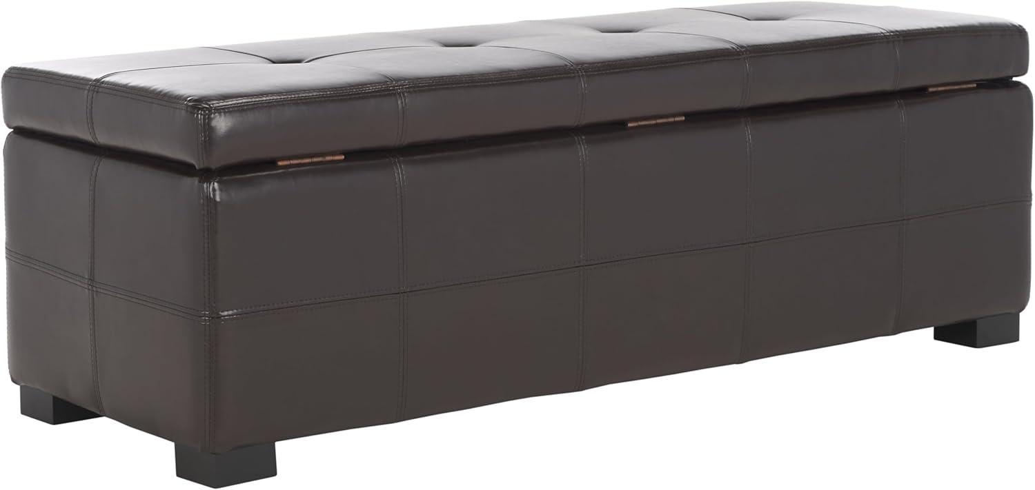 image:imageSafavieh Hudson Collection NoHo Tufted Brown Leather Large Storage BenchBrown